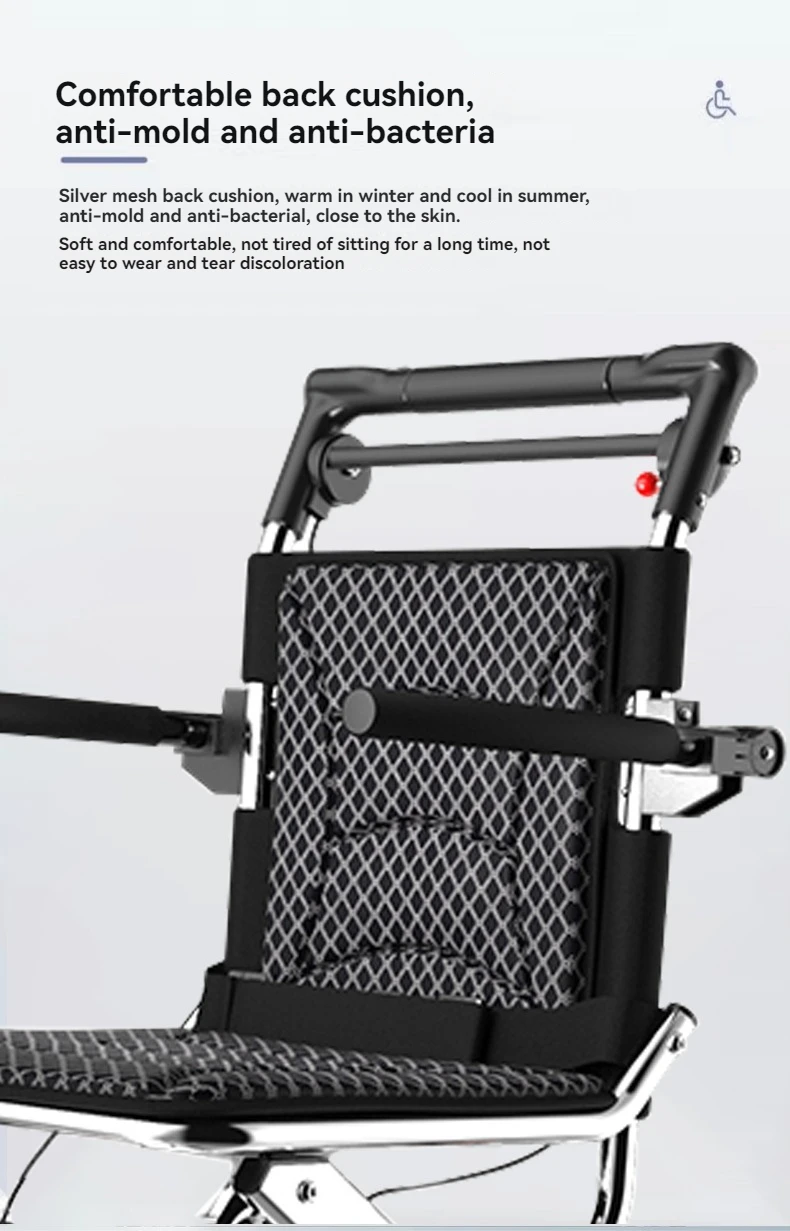 High Quality Foldable Wheelchair Flip-Up Armrest Portable Small Wheelchair Aluminum Alloy Wheelchair