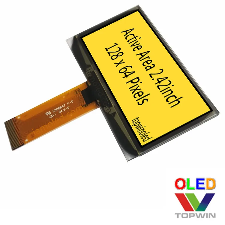 Topwin sells 2.42 inch parallel port SPI I2C yellow 24pin OLED display QG-2864ASYPG01 ssd1309 drive PM OLED
