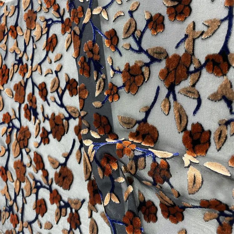 hot sale high quality print burnout velvet fabric skirts made in china