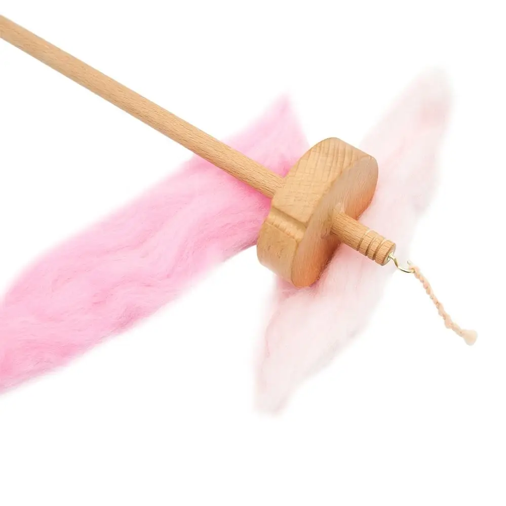 Beginners Sewing Knitting Tool DIY Yarn Wooden Whorl Drop Spindle with Wools Spinning