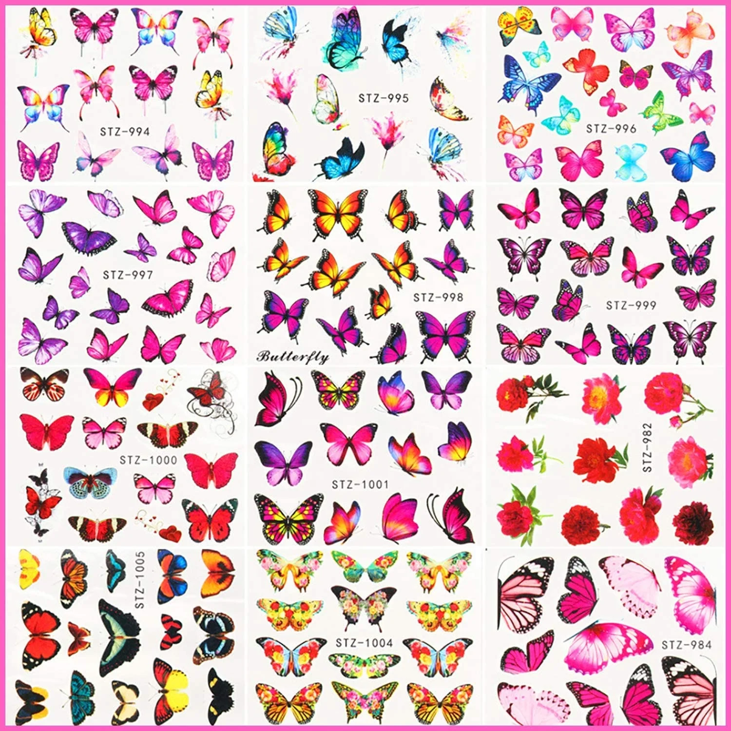Colorful Nail Wraps Stickers Decals Nail Sticker Art Designer Butterfly Nail Sticker with Different Types