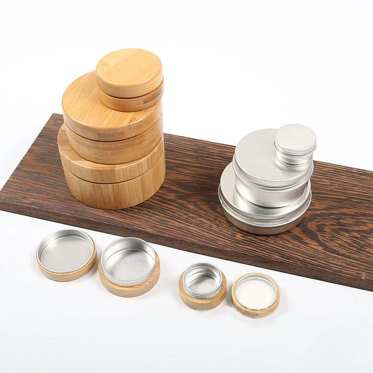 High quality handmade wood custom cylinder small round cream cosmetic salt jewelry stash storage tea bamboo box