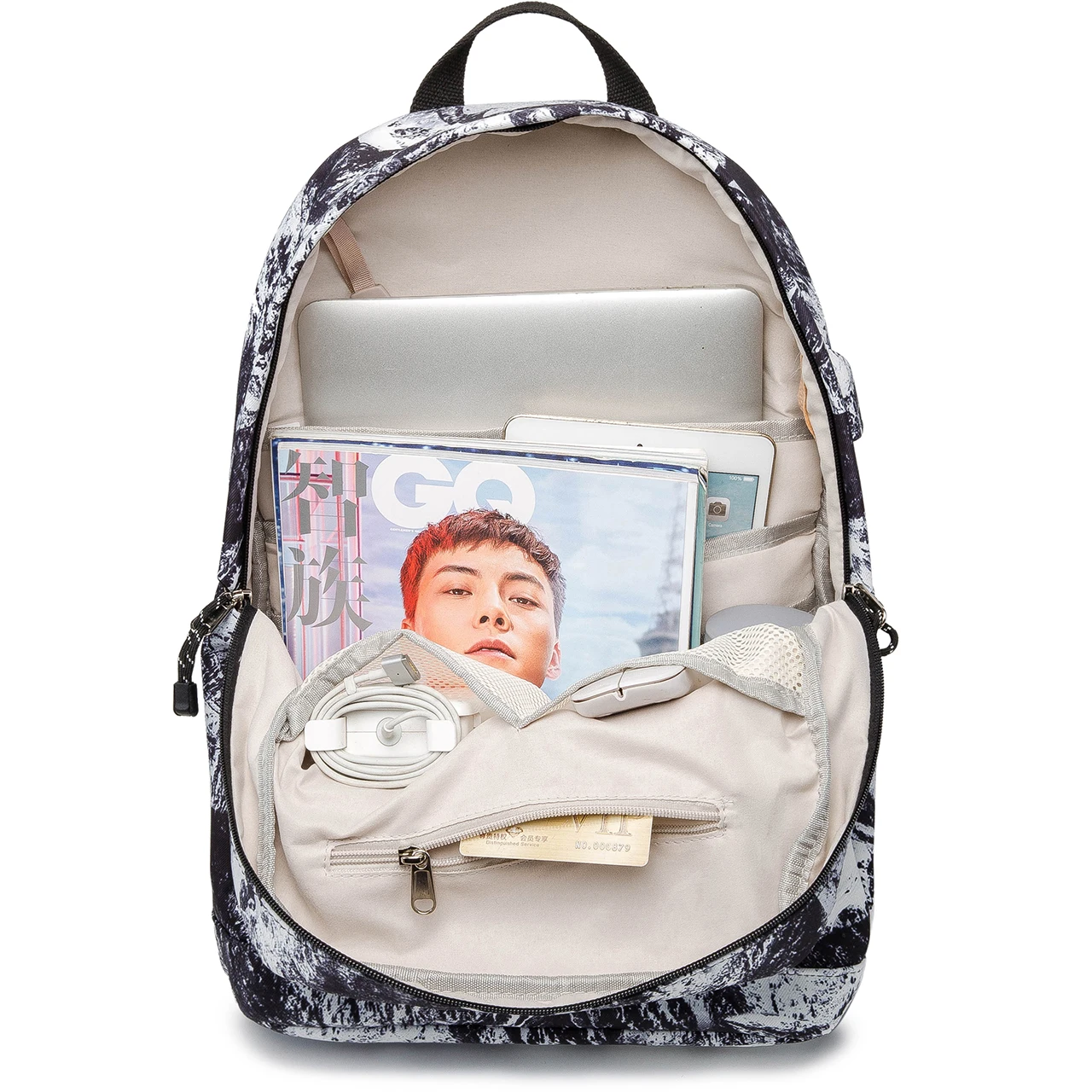 Kinmac Snowy Mountain Waterproof Laptop Backpack with Massage Cushion Straps and USB Charging Port for Laptop Up to 15.6 Inch