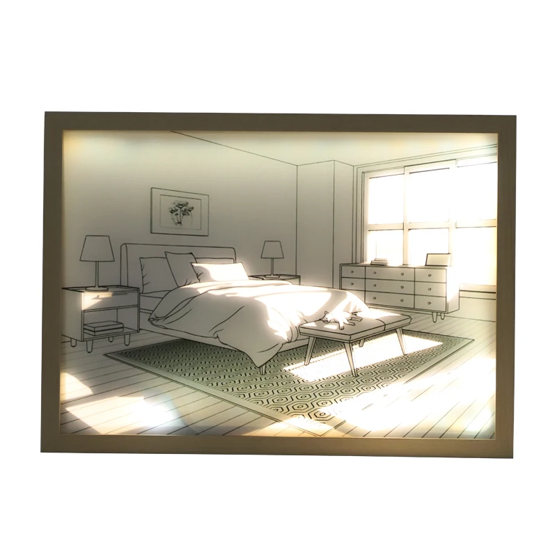 3d Led Painting Wooden Photo Frame Wall Art Home Decor Led Frame Lamp 3 Color Bedside Light Painting With 3 Color