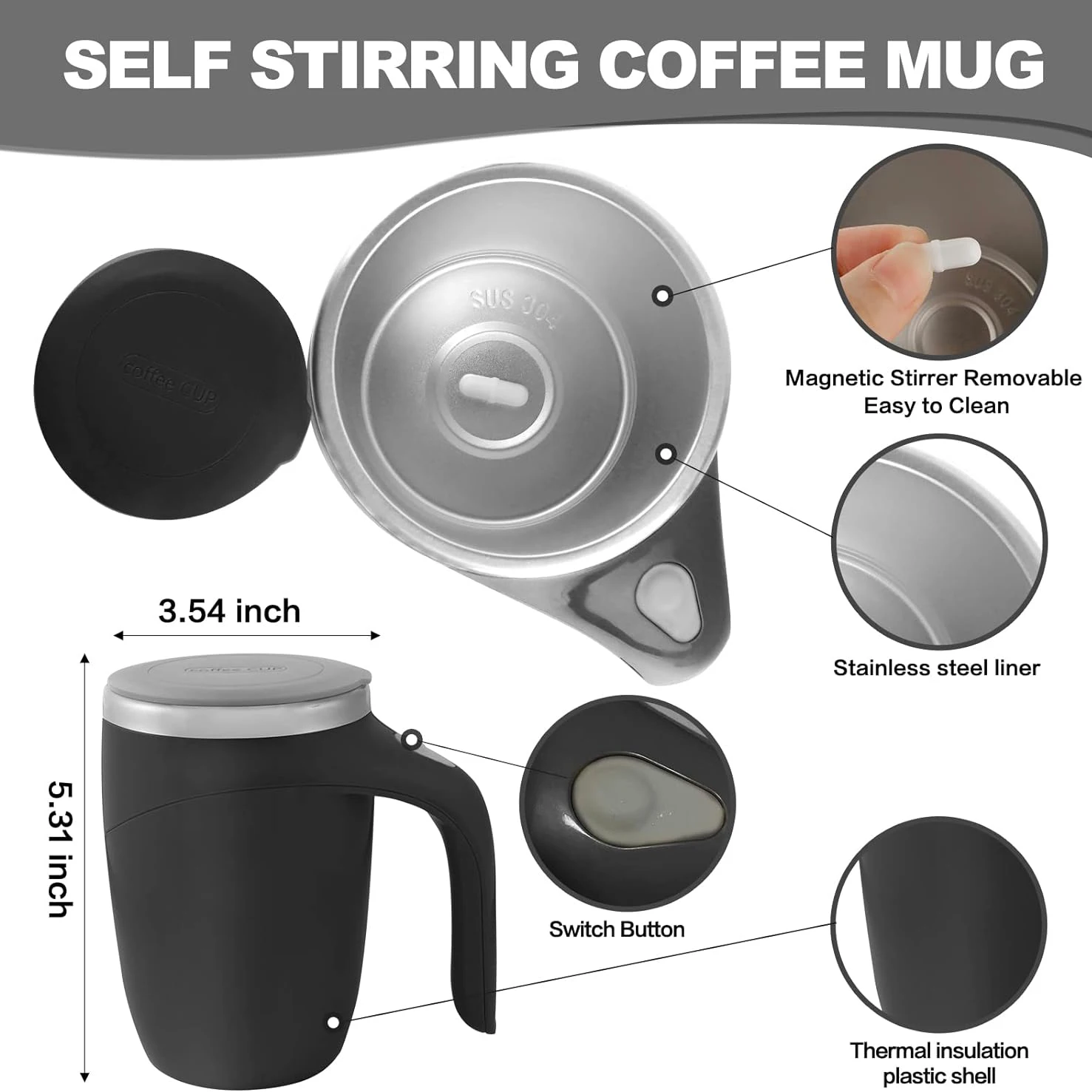 Hot Automatic Self Stirring Magnetic Mug Creative Stainless Steel Coffee Milk Mixing Cup Blender Lazy Smart Mixer Thermal Cup