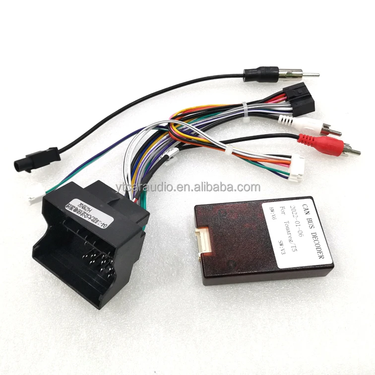 Car 16pin Audio Wiring Harness With Canbus Box For Volkswagen Touareg 03-10 Aftermarket Stereo Installation Wire Adapter
