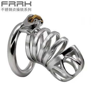 FRRK cock cage 304 stainless steel male chastity cage for men lock penis bird cage bondage sex toys