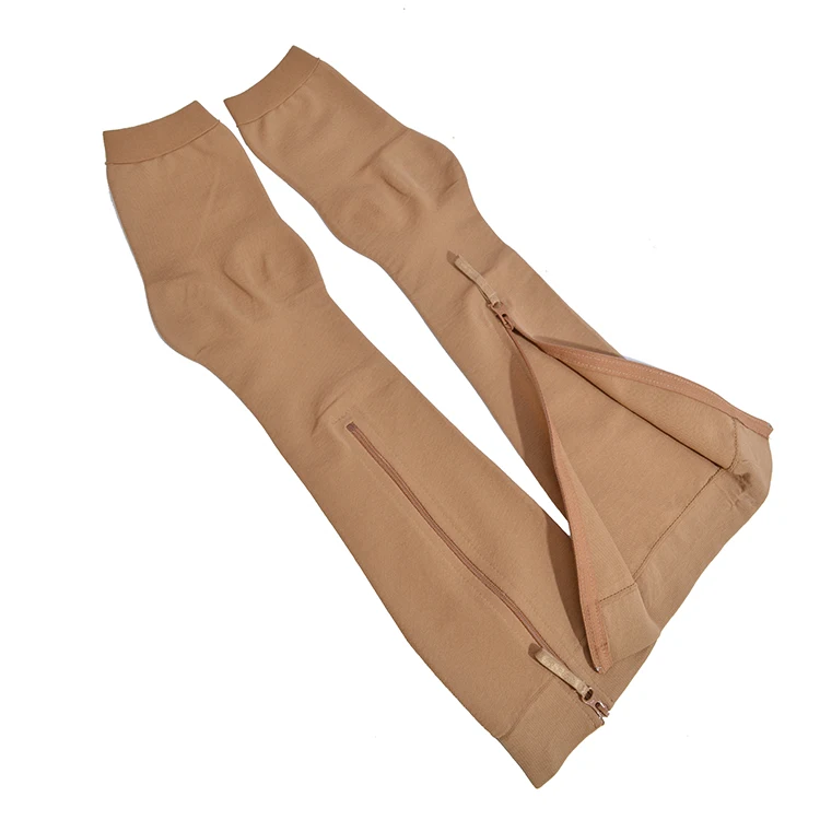 20-40 mmhg Open Toe Preventing Varicose Veins Socks Knee High Compression Shaper Zipper Compression Socks