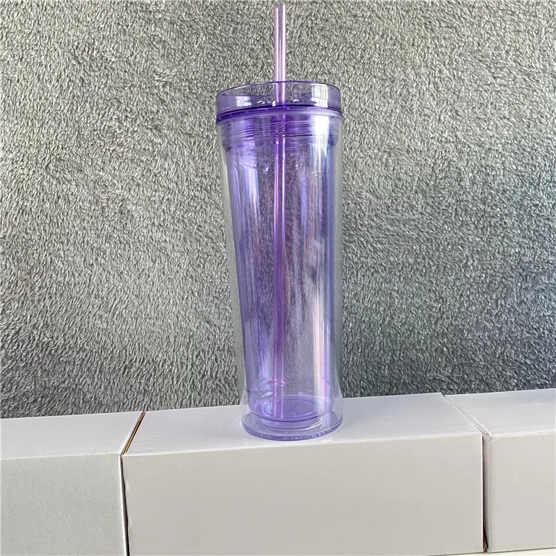 Clear Drinkware 16oz 19oz 20oz Insulated 10 colored Laser holographic Glitter Bomb Plastic Straight cups With lids and straws