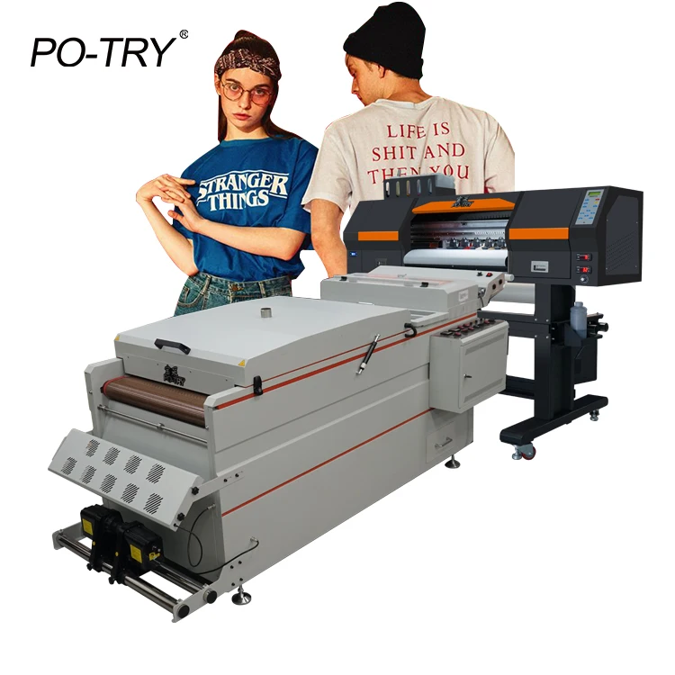 PO-TRY Digital T-Shirt Dtf Printing Machine Heat Pet Film Dtf Printer With Double I3200 Print Heads