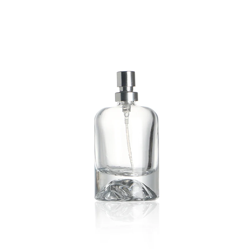 Mountain bottom design 100ml Wholesale round Fragrance Empty Perfume Bottle with crimp spray pump