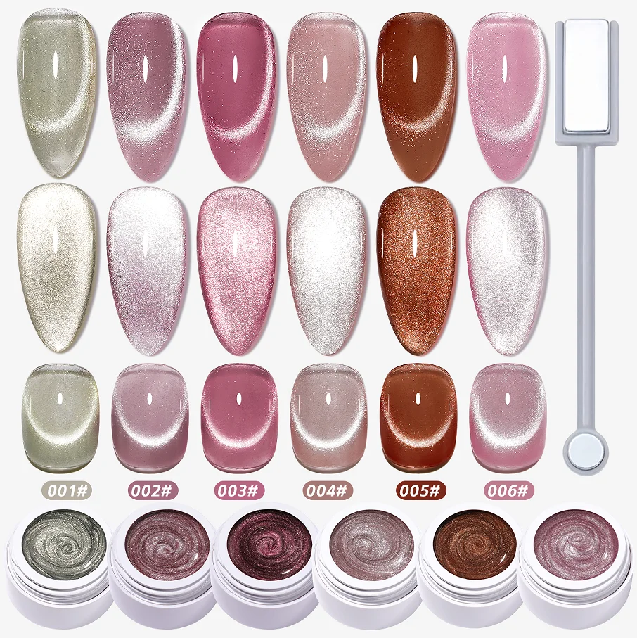 ODM OEM Glitter Nail Polish Set 6colors Crystal Rouge Tears Cat Eye Collection Custom Private Label UV Gel Polish Set Nail Salon