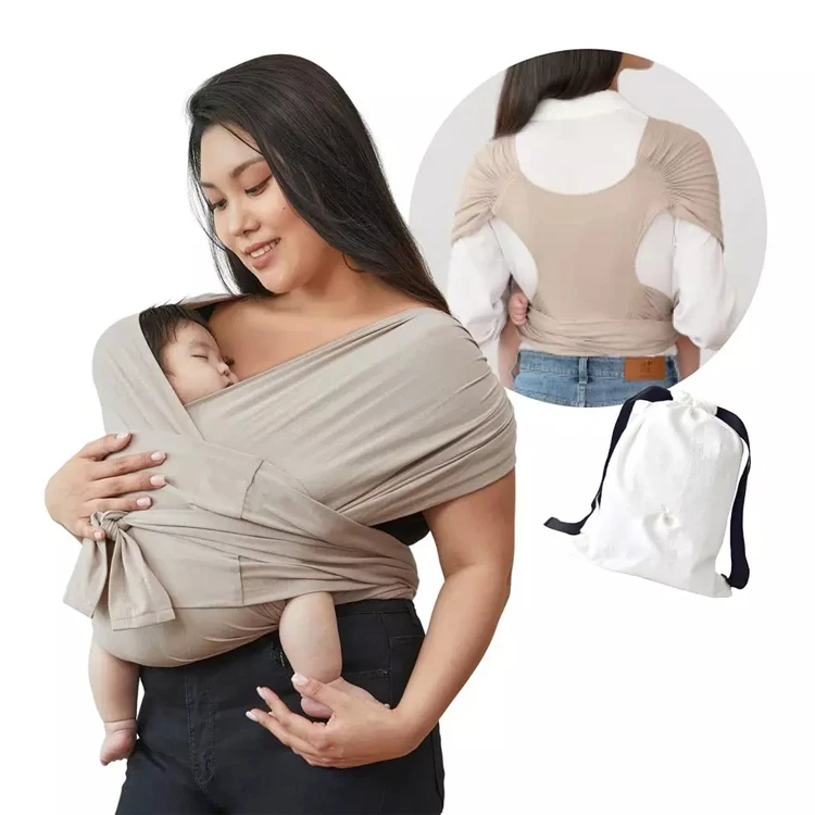 Baby Wrap Carrier Premium Cotton Baby Wrap Simple Pre-wrapped Infant Carrier for Baby Sling Wrap Carriers