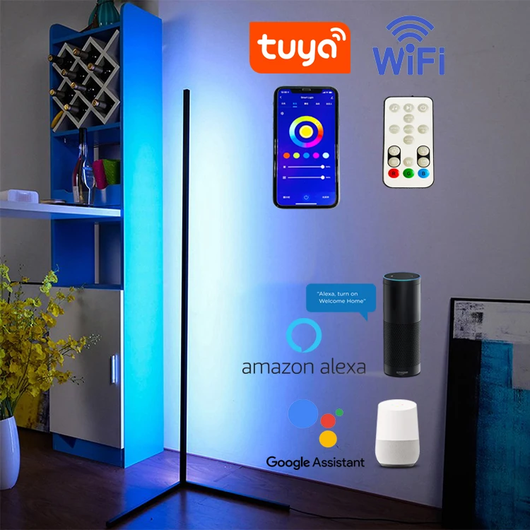 2021 New Standing LED Corner Light Smart APP Remote Control RGB Corner Floor LED Lamp