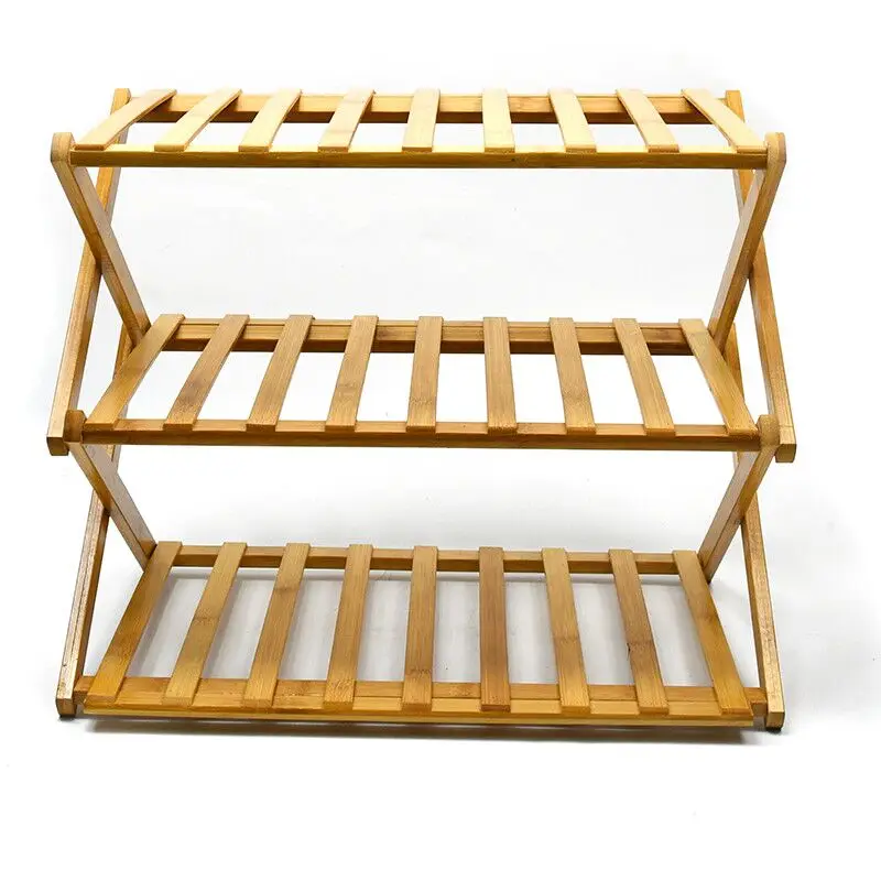 3 слоя складной Bamboo Деревянный шкаф для обуви стенд башня Бесплатная установка прочные мужские треккинговые ботинки полка хранения