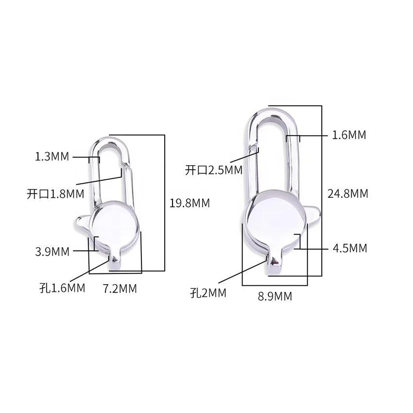 VEROMCA Hip Hop Locking Clasps Accessories For Bracelet Stainless Steel Clasps key chain clasp For Jewelry Making