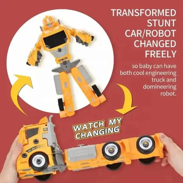 3 In 1 Transform Robot Toy Engineering Container Deformation Truck Diy Assembly Garage Parking Lot With Alloy Car