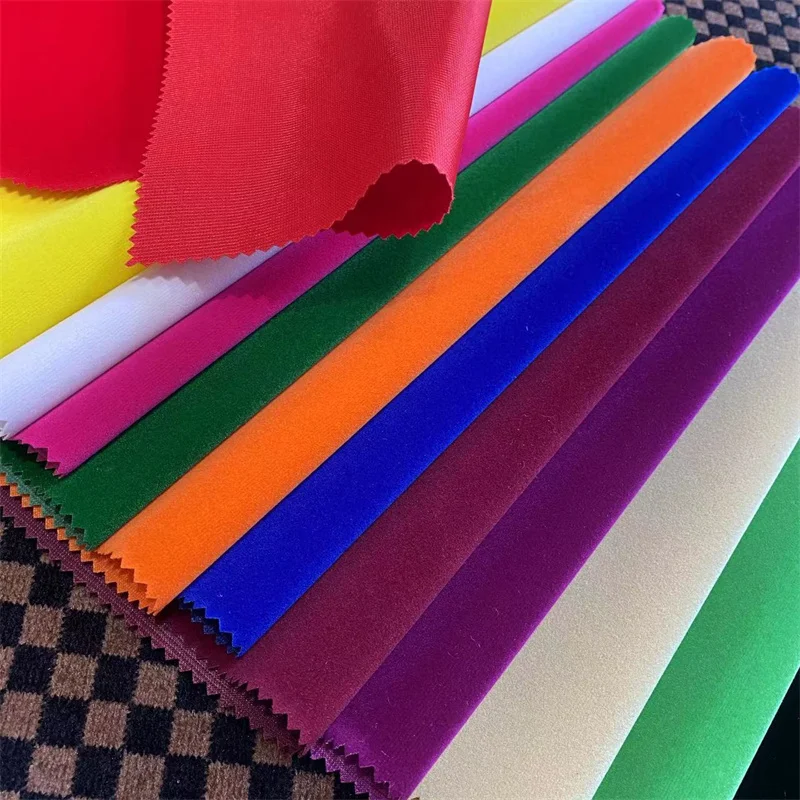 Factory raw material waterproof 100% polyester flocked acrylic velvet textiles fabrics for packing