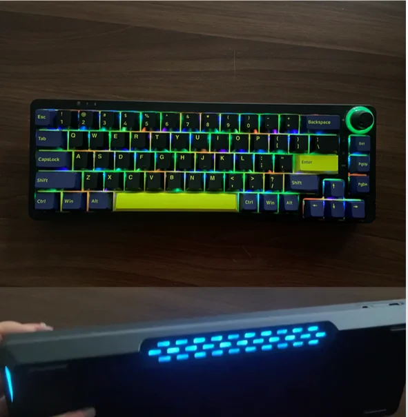 Wired Wireless Back Cover Light Transmission with Rotating Axis RGB Mechanical Gaming Keyboard