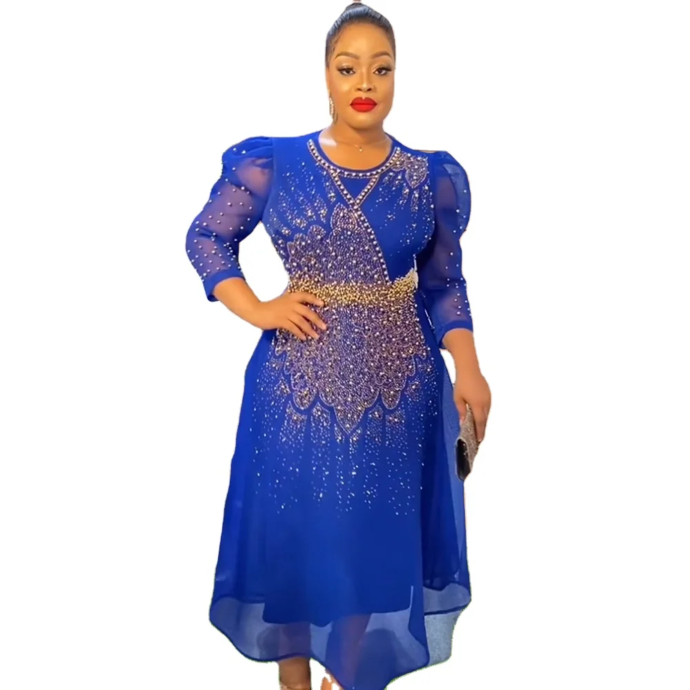 ZIYA A10L273 African Beaded Oversized Evening Night Dresses For Woman Sexy Silk