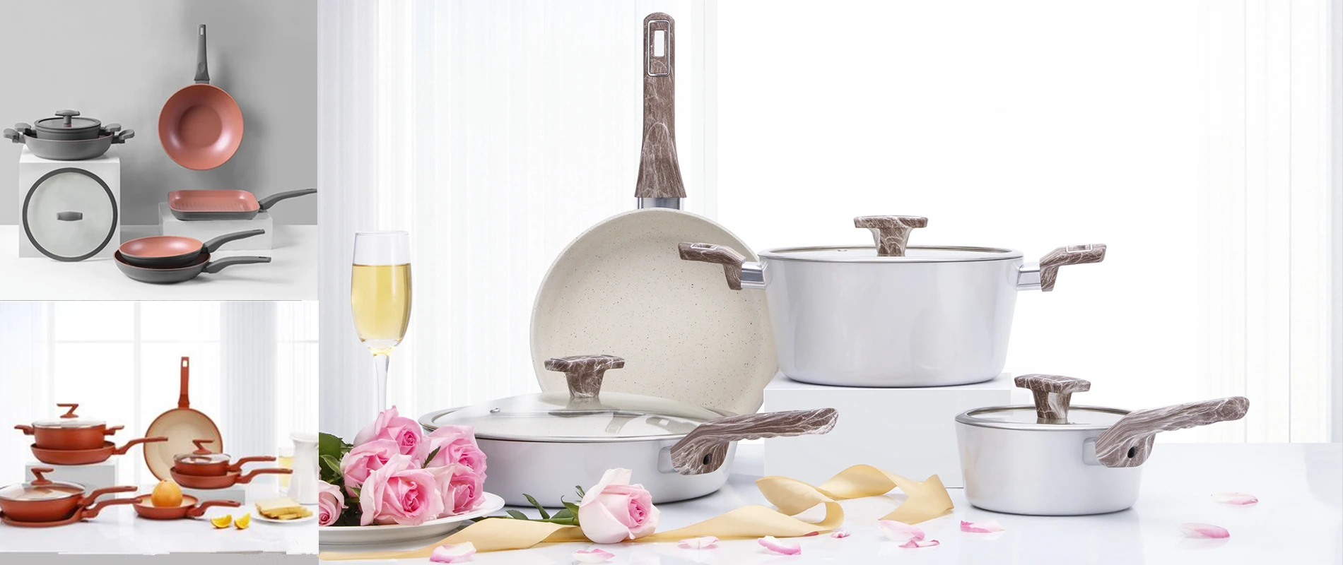 9PCS Nonstick Cookware Sets Cooking Pot High Quality Aluminum Kitchenware with Painting Handle