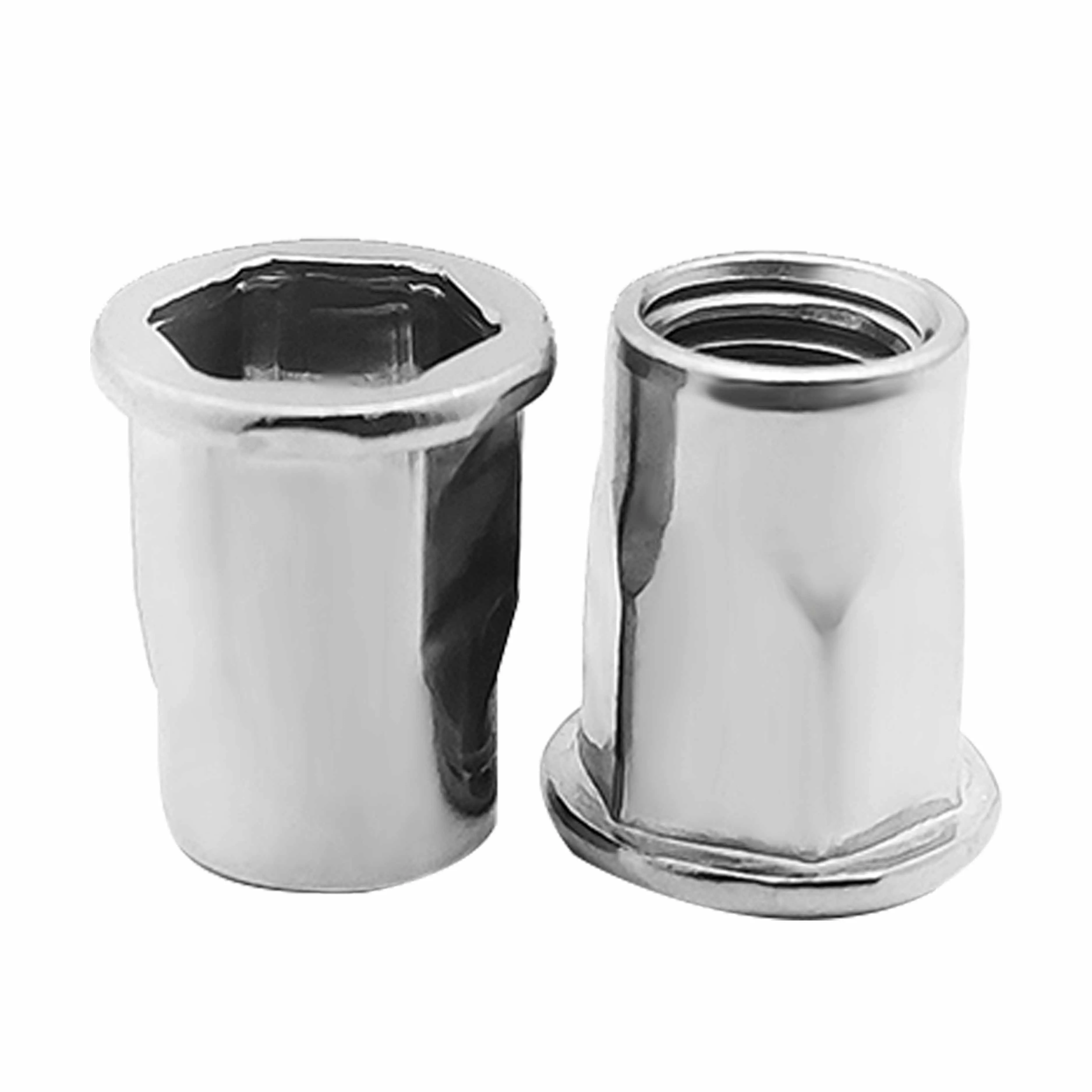 Custom Zinc Plated Hex Socket Flat Countersunk Head Blind Open Knurled Rivet Nut