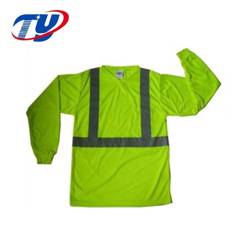 Custom High Visibility Reflective Safety T Shirt Construction Hi Viz Work Shirts with Pocket T Shirts with Long Sleeves for Men