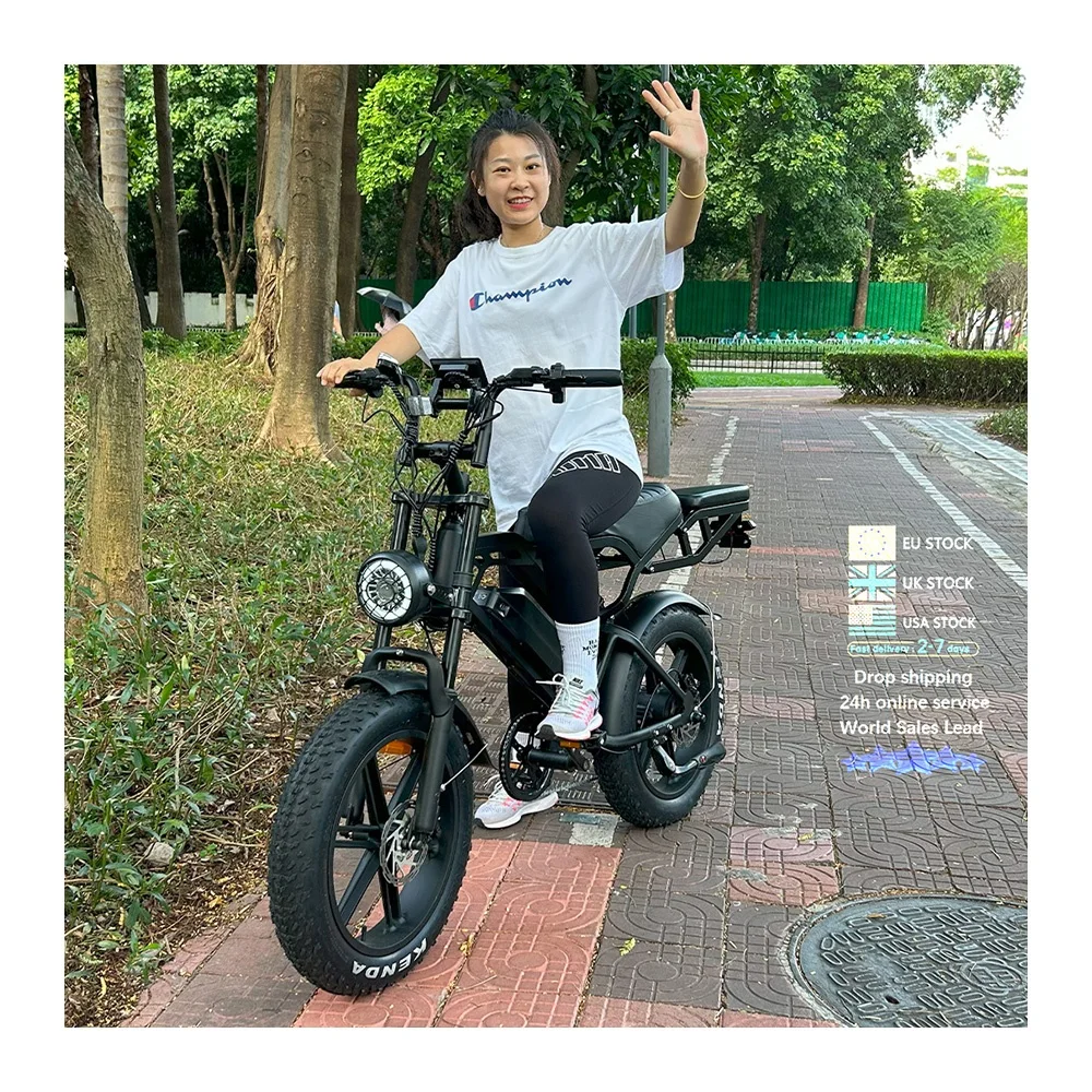 V20 Recumbent Trike UK Warehouse Fatbike Ebike Full Suspension  20inch Retro Mountain Bike Cheap off Road