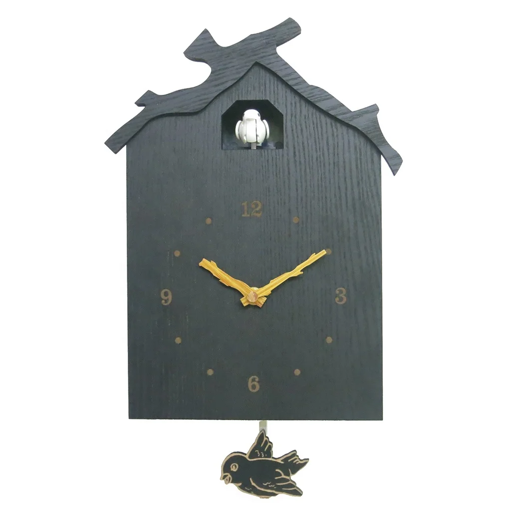 Cuckoo Cartoon Bird MDF Wooden Decorative Good  Quartz Wall Clock Black ,White