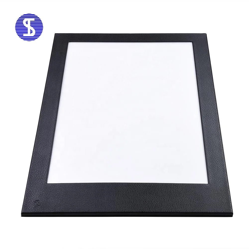 one pages LED menu card for A4 insert with a Manual on off switch standard product in black plain PU no logo