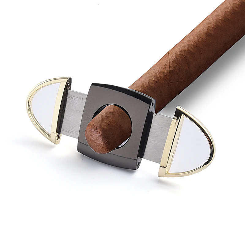 Stainless Steel Double Cigar Cutter Luxury Set Cigar Scissors Pocket Size Cigar Cutter