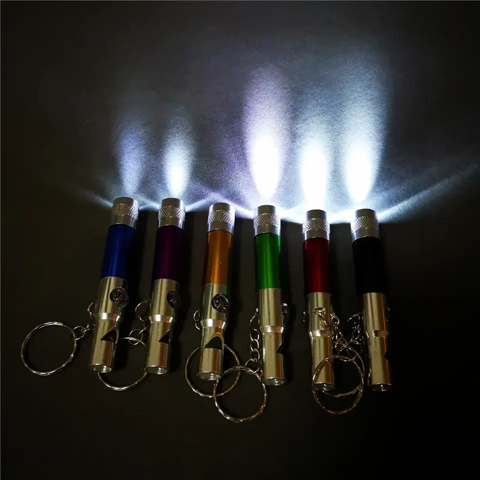 Gift  3 in 1  Aluminum Multi-color Small emergency Torch  LED Keychain Flashlight with Whistle and compass