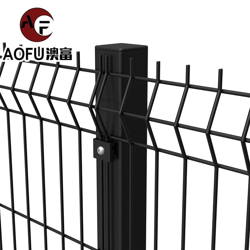 Outdoor metal pvc coated curved bending 3d models welded security fence with post and accessories 3d garden fence panel