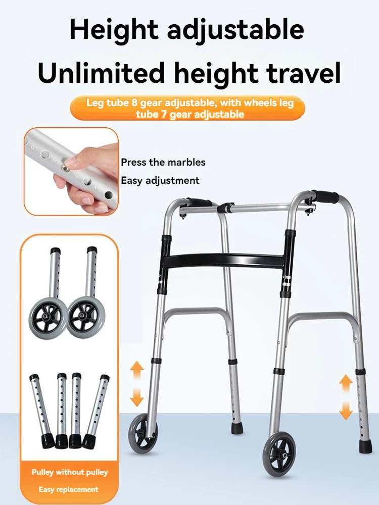OEM/ODM Foldable Stainless steel alker with Adjustable Height Easy Operation the elderly crutch buoyancy aids walking