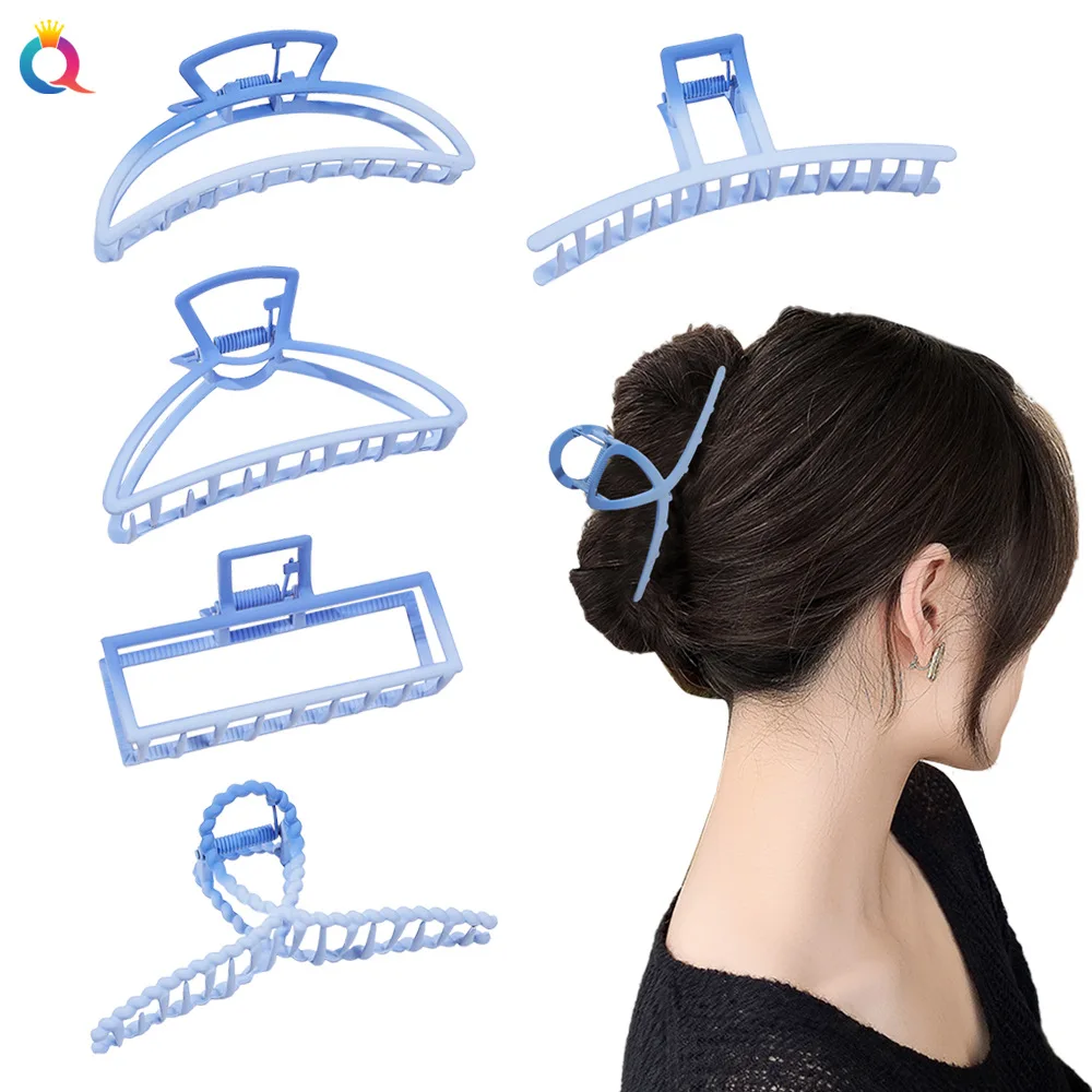 QIYUE 9cm Custom Logo Gradient Metal Hair Clamp Leopard Hair Claw Clips Hair Accessories For Woman