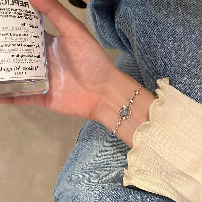 DAIHE Star Zircon Charms Thin Bangle Luxury Double Layer Beaded Fine Chains And Link Bracelets