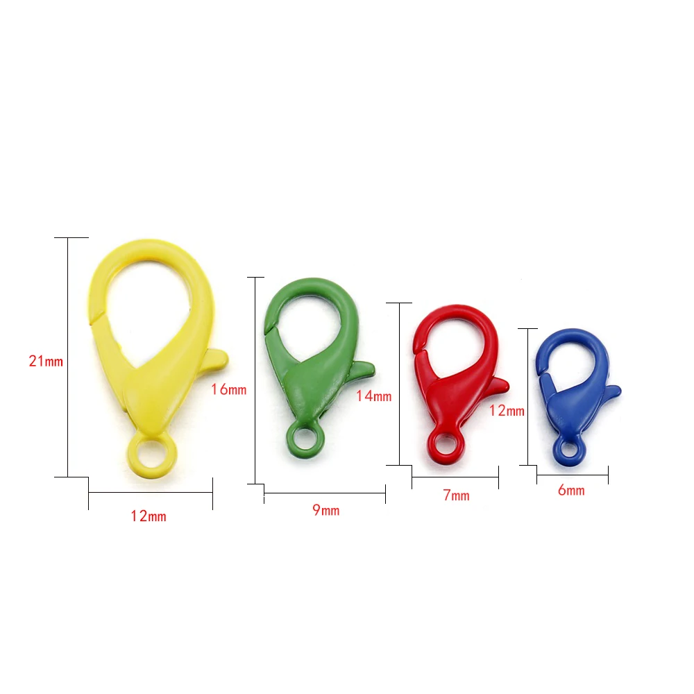 20pcs/lot 6 7 9 12mm Candy Colorful Lobster Clasp Hooks Findings Connector For DIY Chain Jewelry Making Findings Accessories