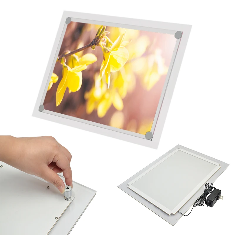 Wall Mounted Frameless Modular Fabric Frame Poster a2 a3 a4 size Advertisement photo Led flat christmas lighted box