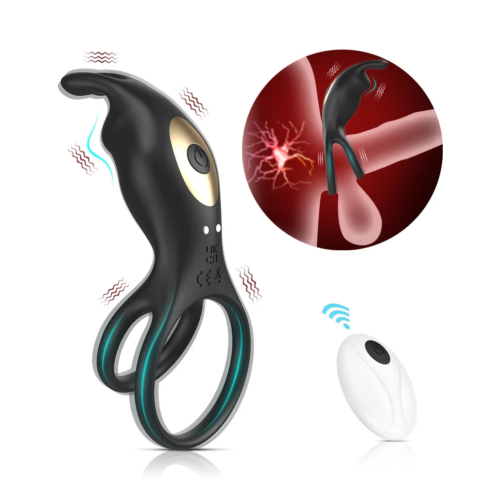 Adult Rogue Rabbit APP Remote Control Vibration Double Delay Silicone Lock Essence Ring Couple Products 14