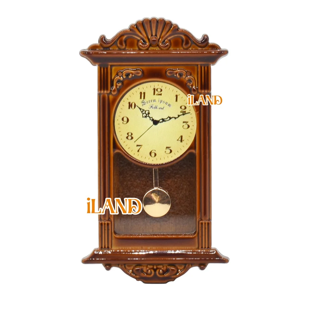 Миниатюрные аксессуары для кукольного домика iLAND в масштабе 1:12 винтажные настенные часы из металла часы-Дедушка дома гостиной