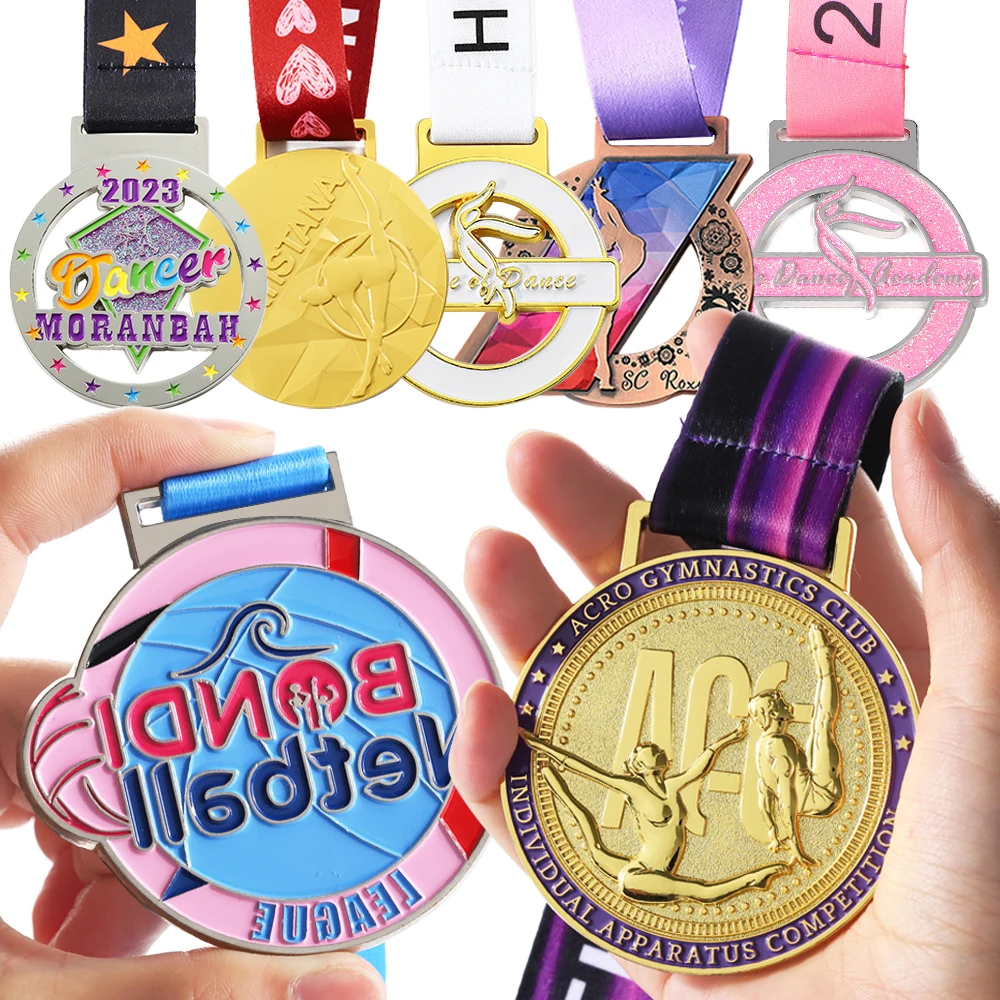 Custom 3D Design Metal Gold Silver Bronze Medals Girls Sports Zinc Alloy Cheerleading Rhythmic Gymnastics Bespoke Dance Medal