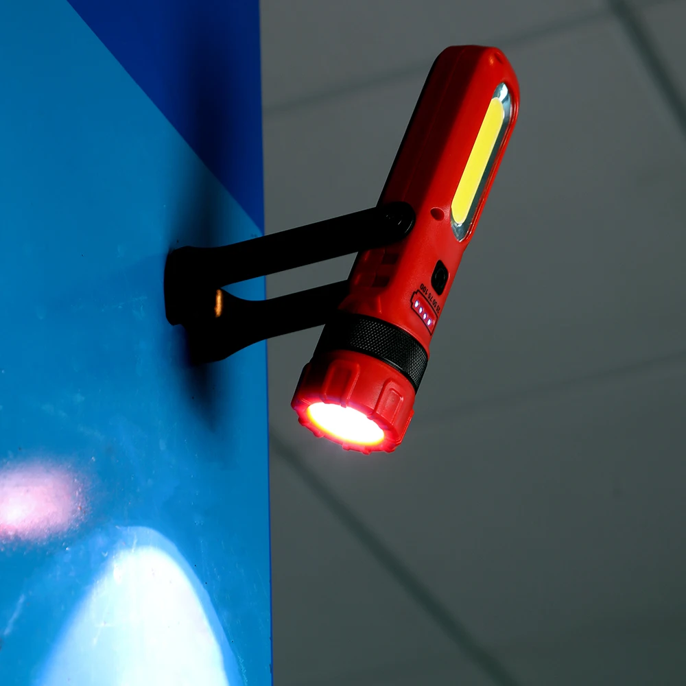 High power ABS portable handle red light dimmable flash USB output power bank flashlight for emergency