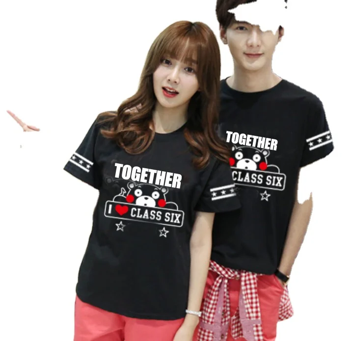 clothes factory wholesale custom high quality anti fouling breathable  unisex couple  round neck short sleeve tee