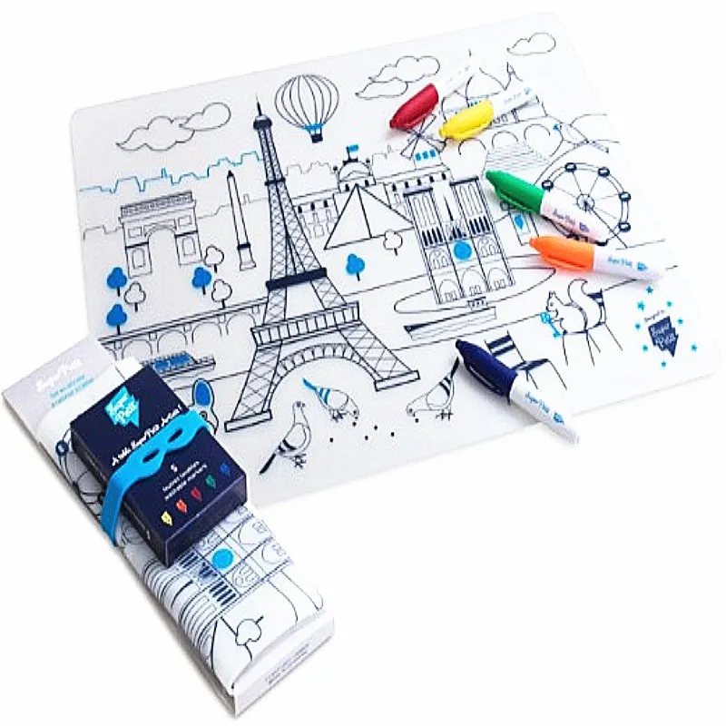 Детский пищевой класс, стираемая подстилка для рисования, силиконовый Настольный обеденный коврик