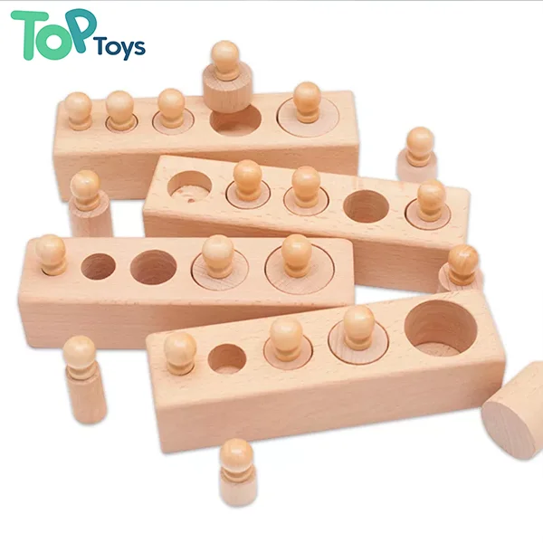 TOP Montessori Sensorial Material Wooden Cylinder Block Socket Toy Preschool Early Educational  For Visual Sense Children Game