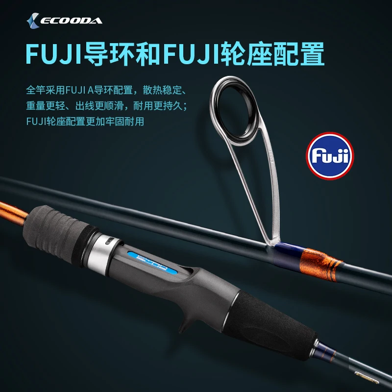 Ecooda ECBLJ2 UPGRADED CYAN BLUE FULL SOLID LIGHT JIGGING ROD