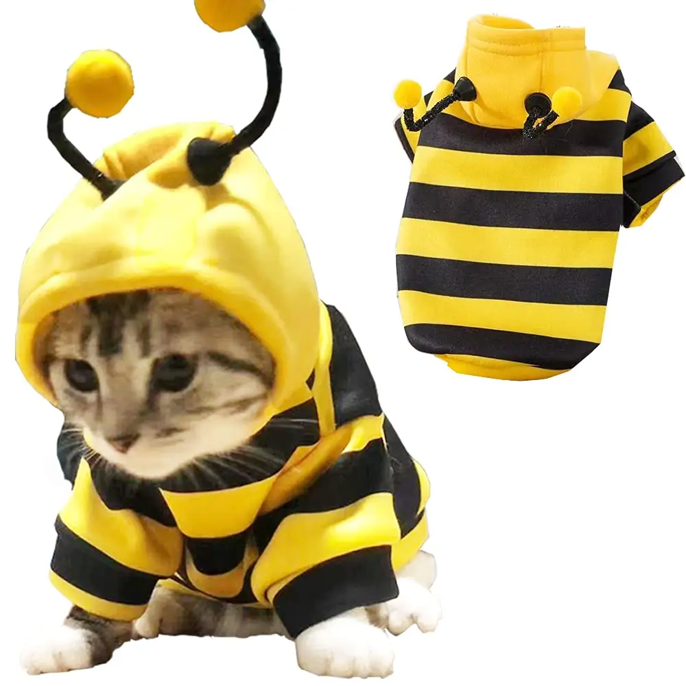 Cat Holiday Cosplay Warm Clothes Puppy Cute Hooded Coat Dog Pet Bee Costume Dog Hoodies