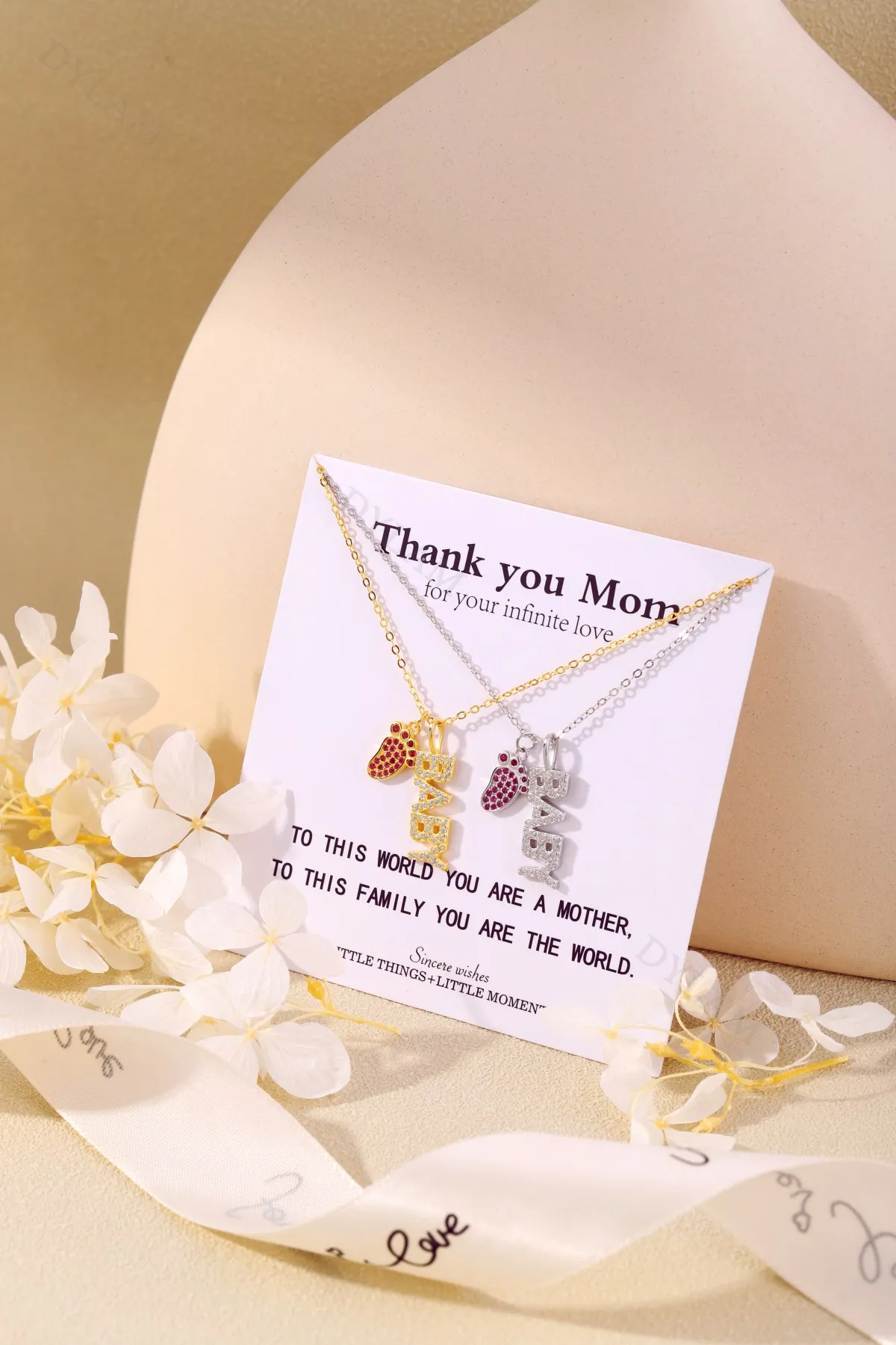 Dylam Mommy of an Angel Necklace Baby Infant Child Foot Print S925 Silver Memorial necklace Sympathy Gift with MAMA letter