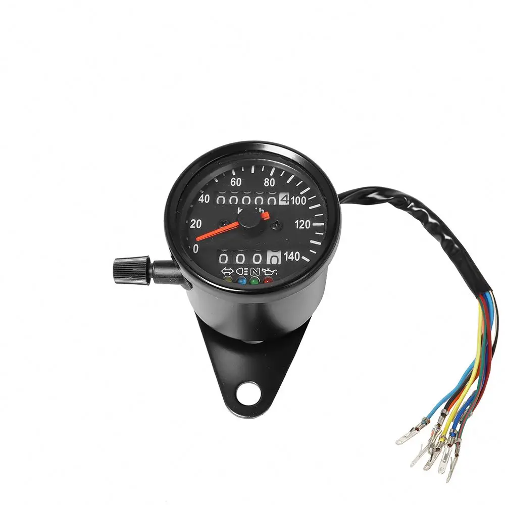 Motorcycle Dual Odometer Speedometer Gauge KM/H Mini Retro Tachometer Universal LED Indicator Light for KTM Ducati Kawasaki BMW