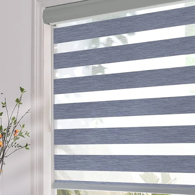 Google 100% Polyester Horizontal Wifi Control Smart Home Shades Roller Motor Electric Blind Automatic Zebra Motorized Blinds